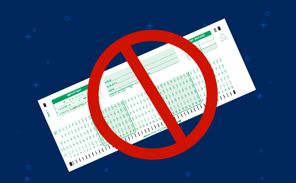 gre waiver image, a scantron with the red circle and slash icon over it