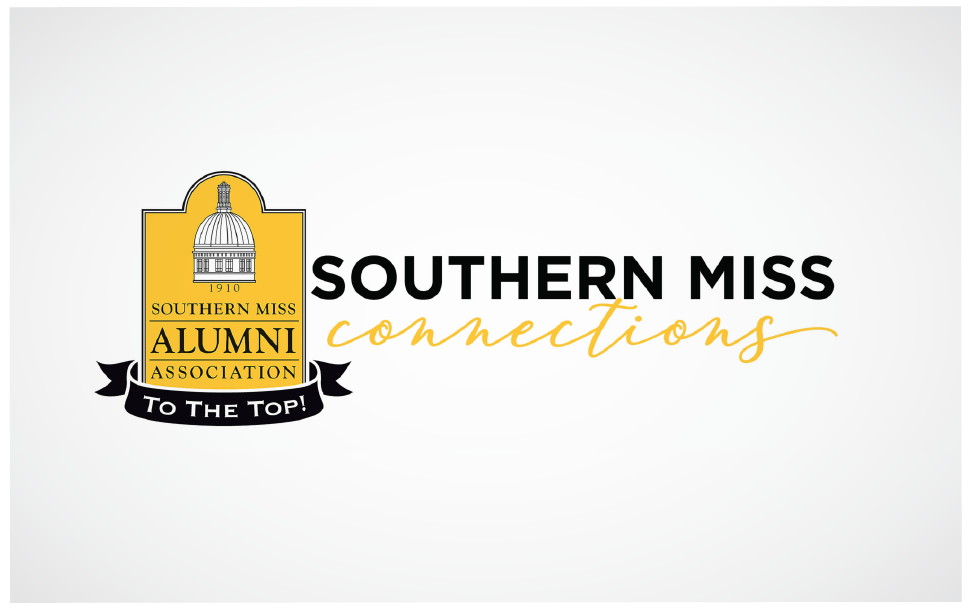 southern miss connections logo with the alumni association emblem over a white background