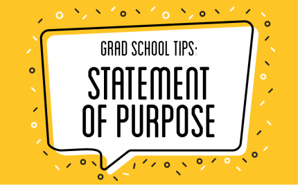 thought bubble with grad school tips: statement of purpose text